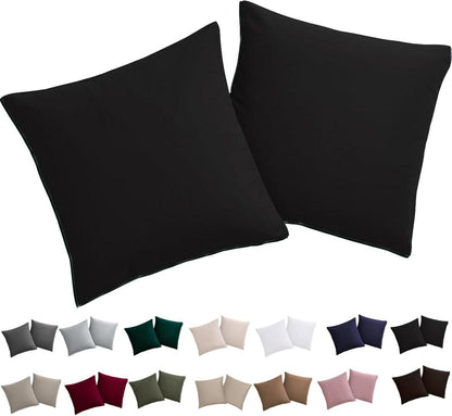 Kissenbezug Set Mikrofaser Schwarz 50x50cm Reißverschluss