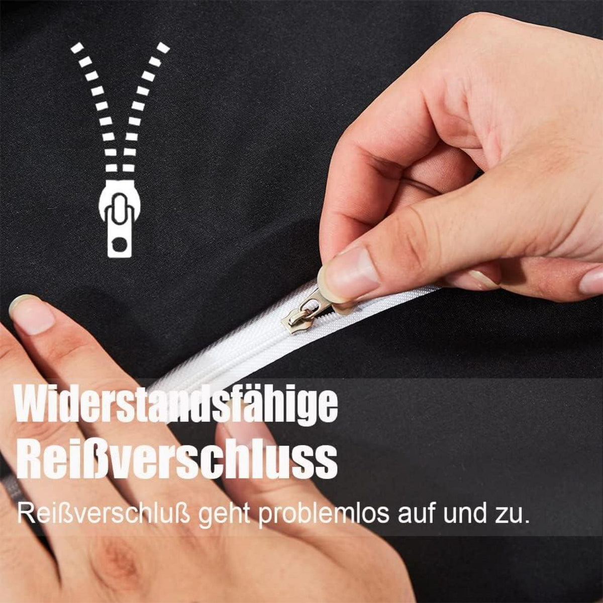 Kissenbezug 50x50 Schwarz 2er Set Mikrofaser bügelfrei mit Reißverschluss
