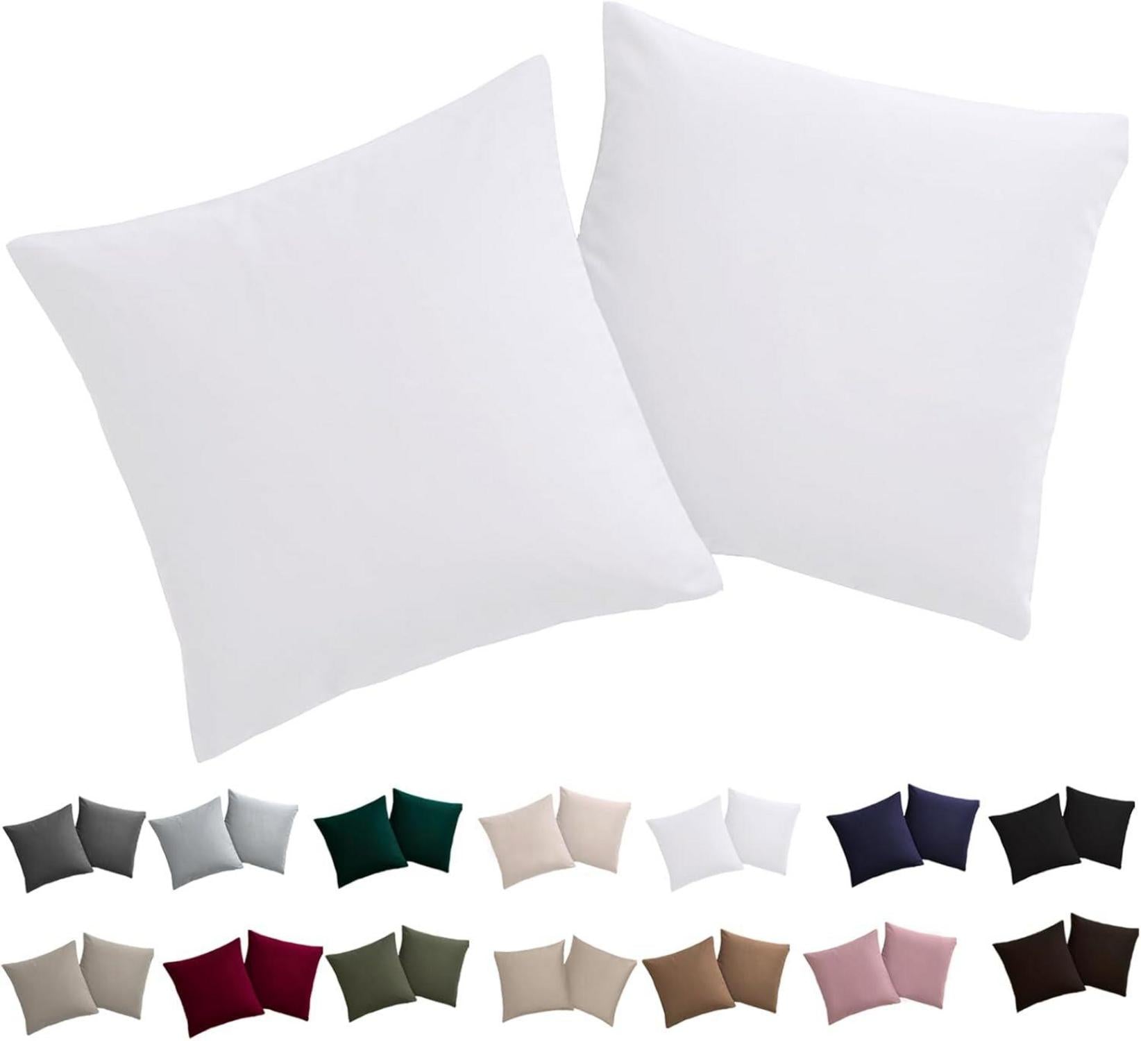 2er Set Kissenbezug 40x40 cm Mikrofaser Weiß Reißverschluss