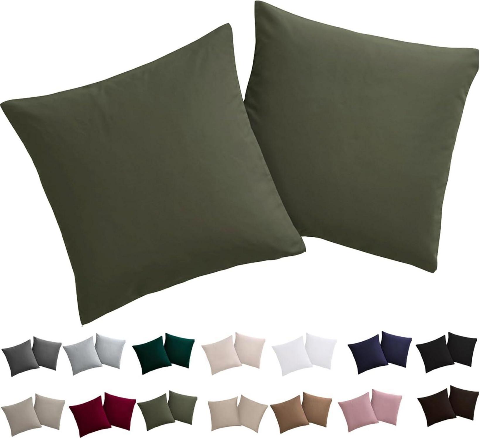 Kissenbezug 80x80 Set Mikrofaser bügelfrei knitterfrei Reißverschluss