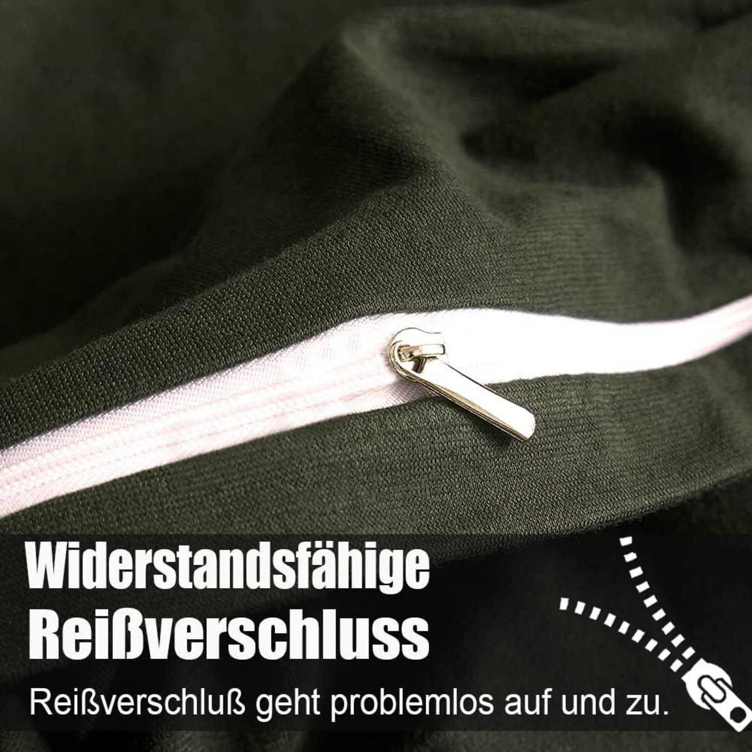 Kissenbezug 80x80 2er Set Olivergrün Mikrofaser Reißverschluss