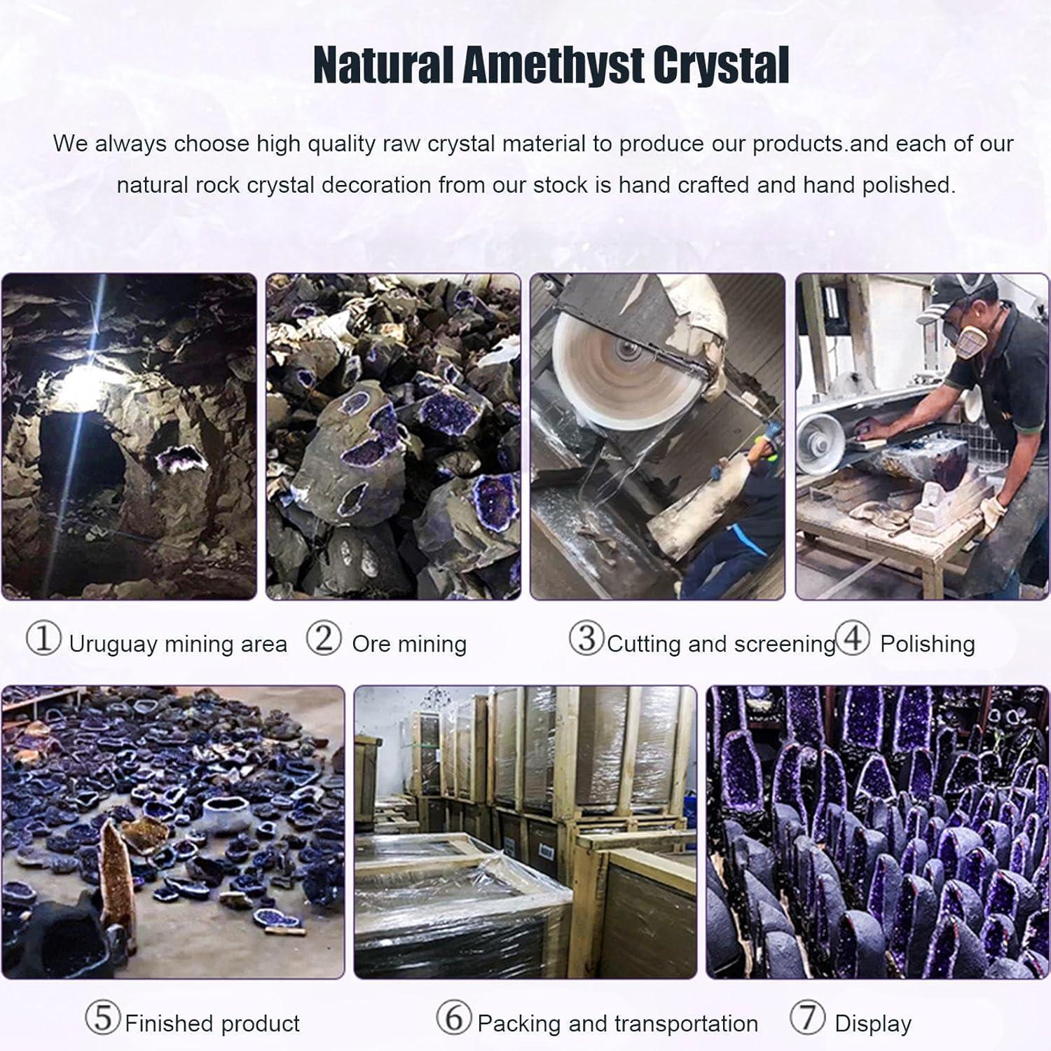 DECORN Natürliche Amethyst-Cluster-Geode 1.1 lbs, Heilkristalle, Lila Edelsteine