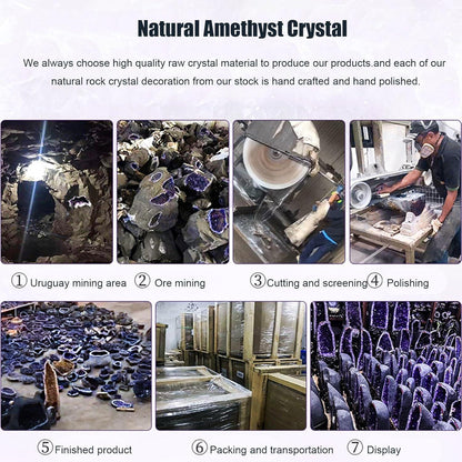 DECORN Natürliche Amethyst-Cluster-Geode 1.1 lbs, Heilkristalle, Lila Edelsteine