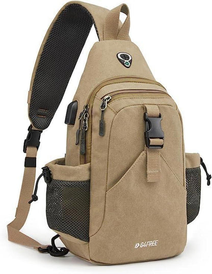 Canvas Brusttasche Sling Bag für Reise Laufen Wandern