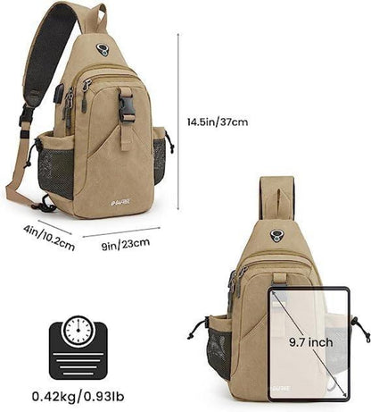 Canvas Brusttasche Sling Bag für Reise Laufen Wandern