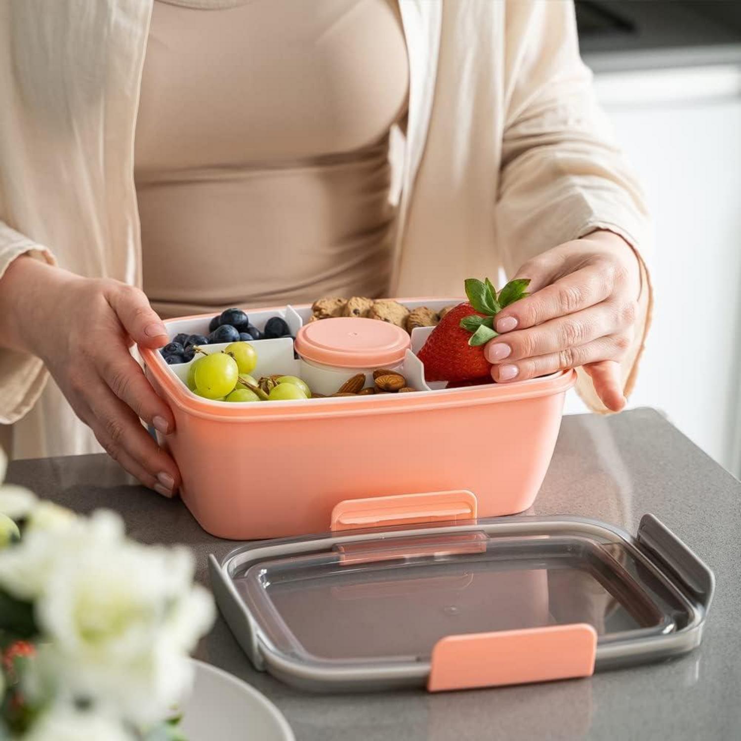 Lunchbox Erwachsene 2000ML 2 Set Bento Box Salatbox to Go mit Fächern