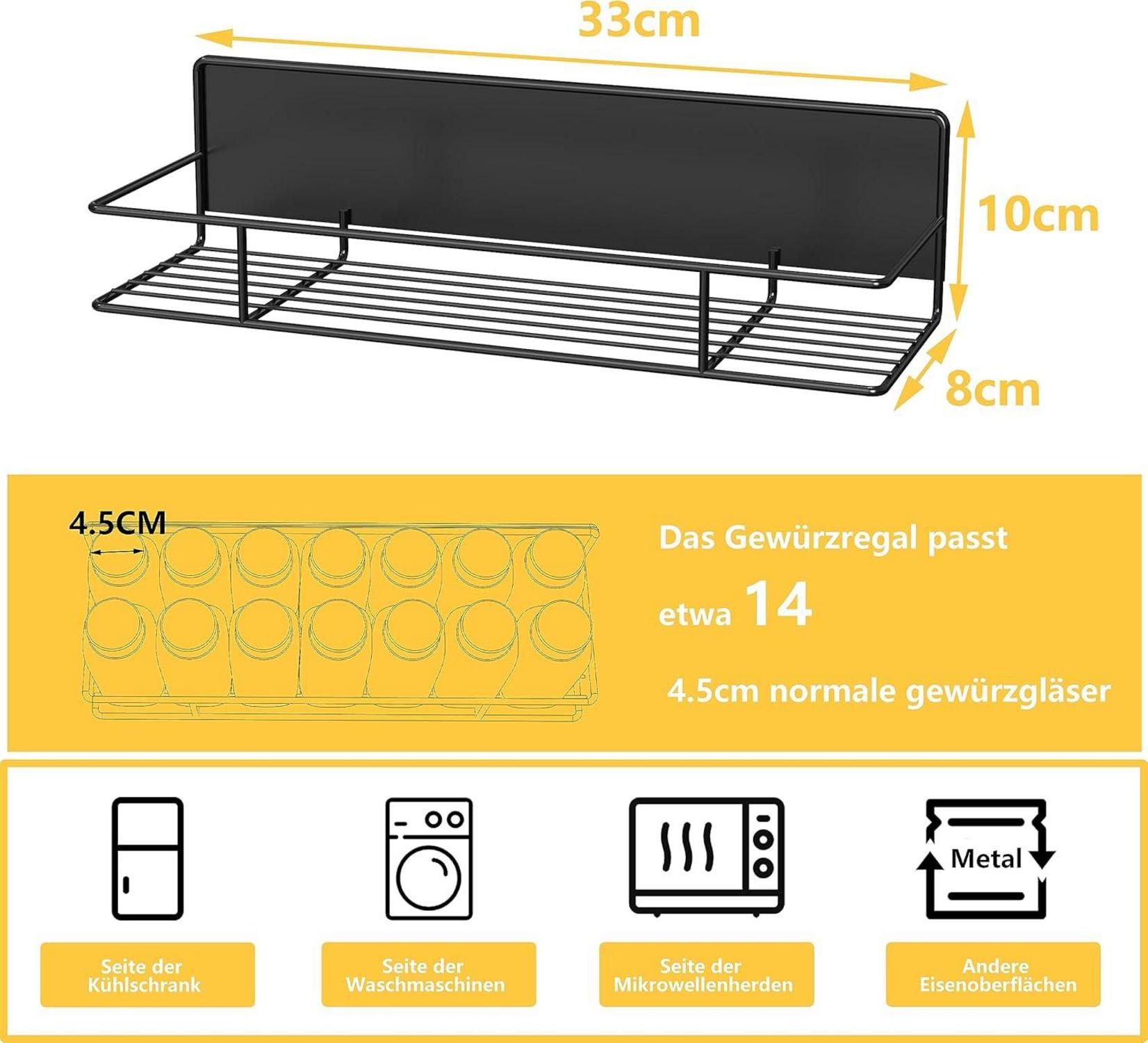 Magnetisches Gewürzregal für Kühlschrank - Schwarz