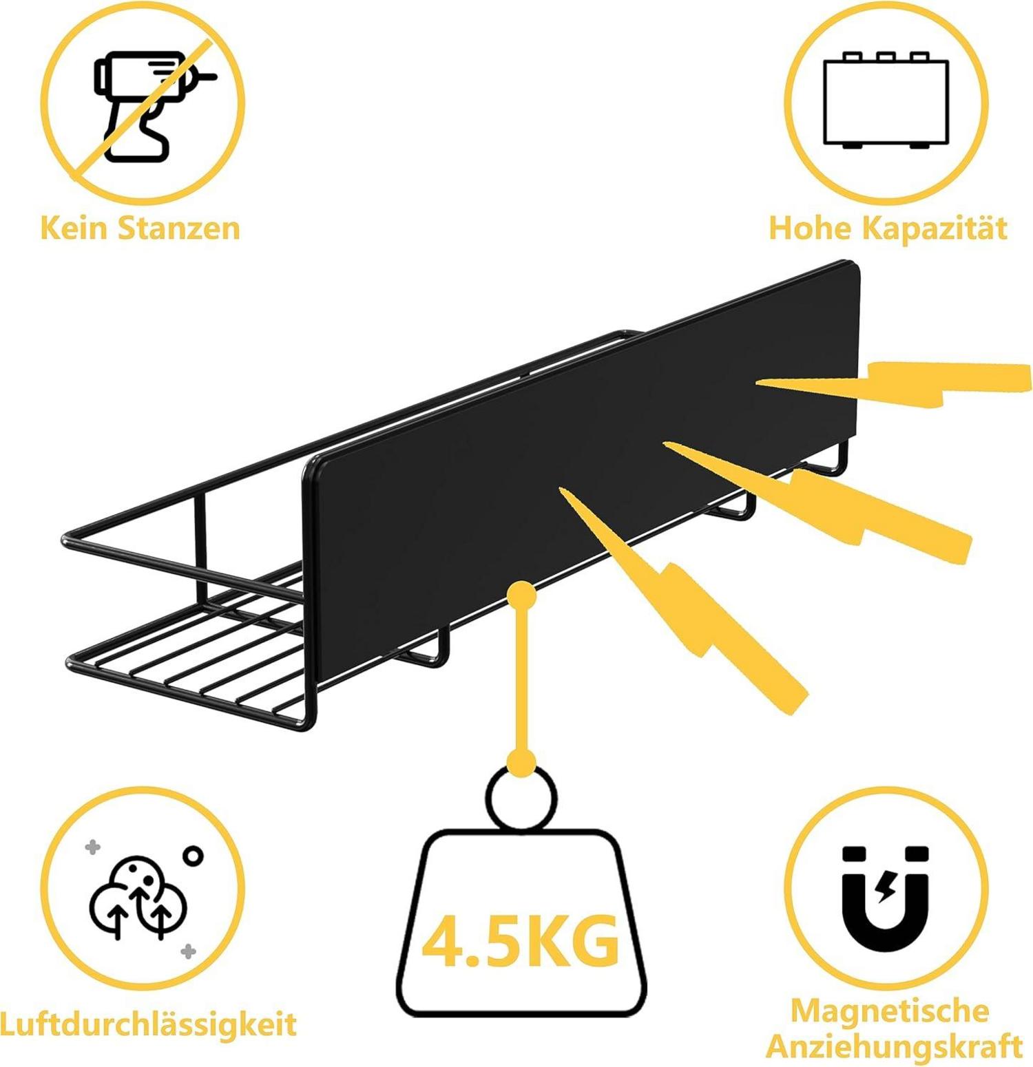 Magnetisches Gewürzregal für Kühlschrank - 2er Set, Ohne Bohren, Schwarz