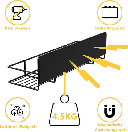 Magnetisches Gewürzregal für Kühlschrank - 2er Set, Ohne Bohren, Schwarz