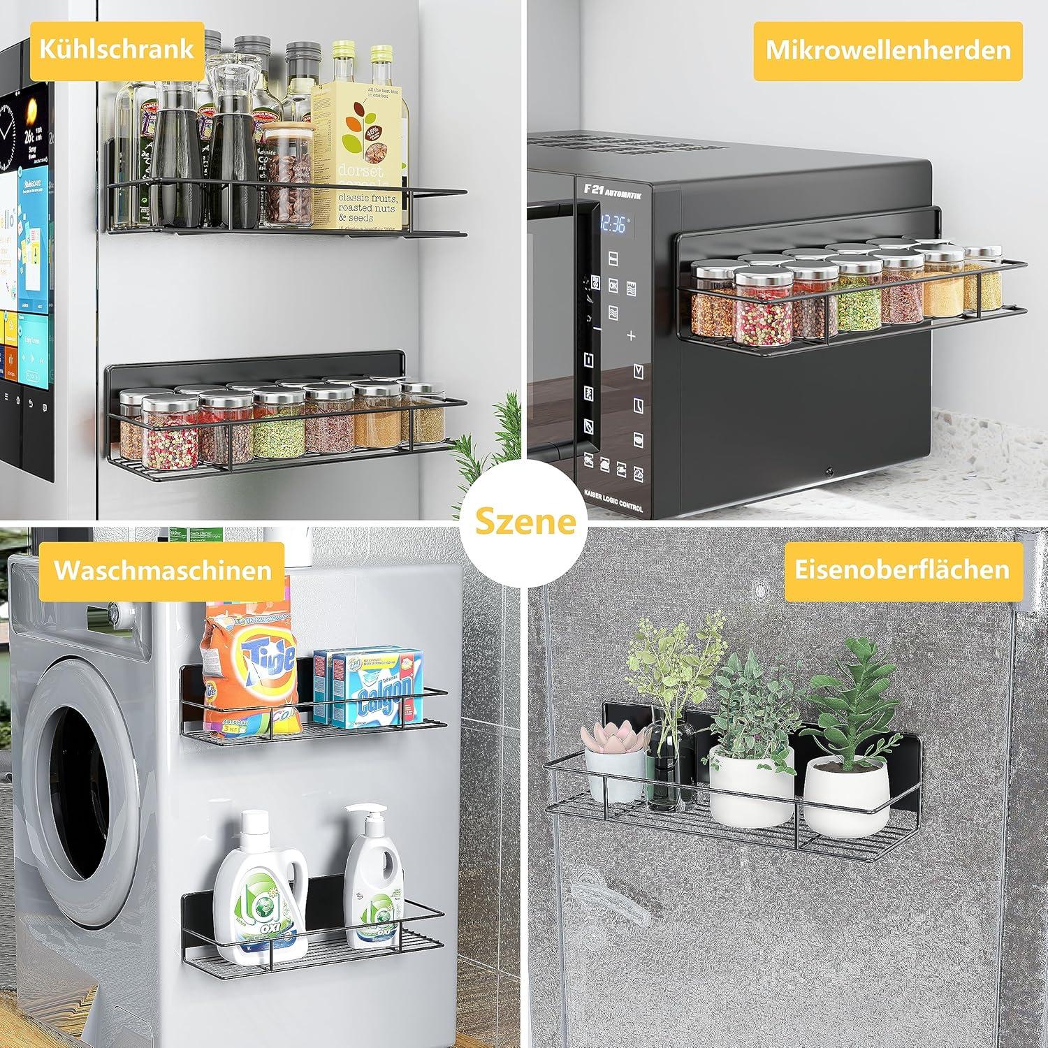 Gewürzregal Magnetisch für Kühlschrank ohne Bohren - Schwarz