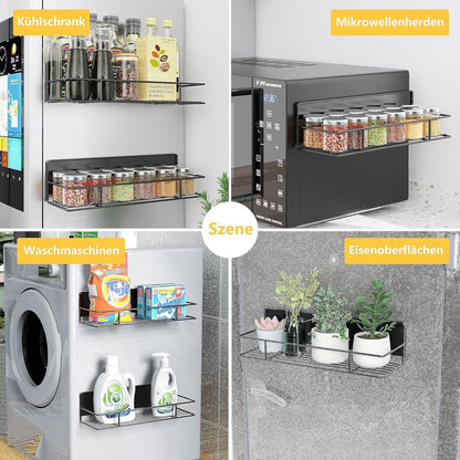 Gewürzregal Magnetisch für Kühlschrank ohne Bohren - Schwarz
