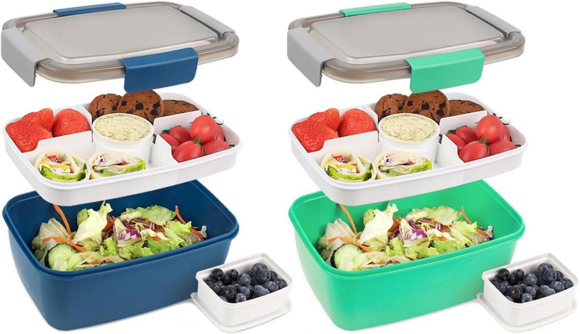 Bugucat Lunchbox Set 2000ML auslaufsicher Salatbox mit Fächern