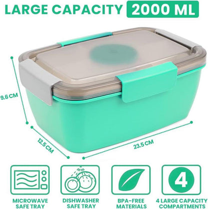 Bugucat Lunchbox Erwachsene 2000ML 2 Set Blau Grün Bento Box