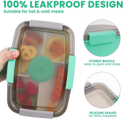 Bugucat Lunchbox Erwachsene Bento Box 2000ML 2 Set mit Fächern Gabel Salatbox