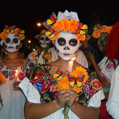 20 Künstliche Ringelblumen Dia de Los Muertos Halloween Deko 3D Schmetterling