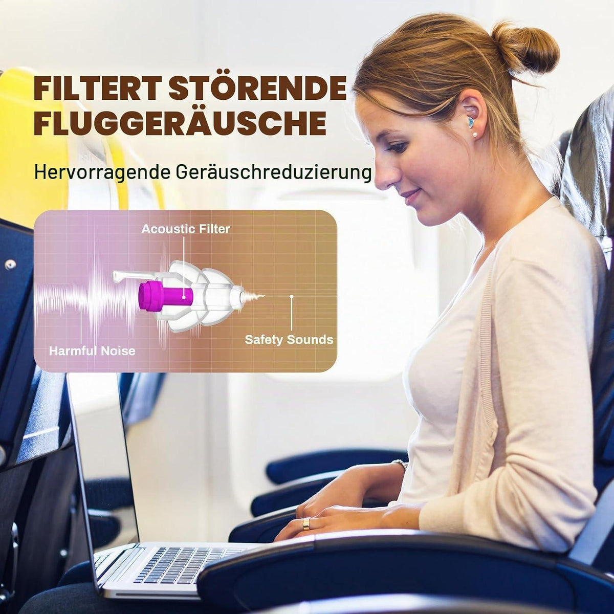 Flugzeug Ohrstöpsel Druckausgleich – 2er Set für sanftes Reisen