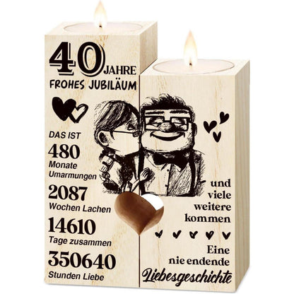 Rubinhochzeit Geschenk - Holz Kerzenständer 40. Hochzeitstag