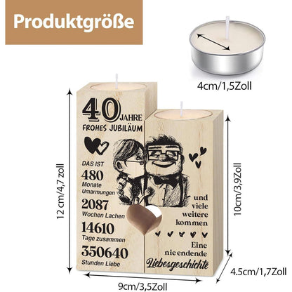 Rubinhochzeit Geschenk - Holz Kerzenständer 40. Hochzeitstag