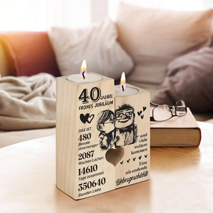 Rubinhochzeit Geschenk - Holz Kerzenständer 40. Hochzeitstag