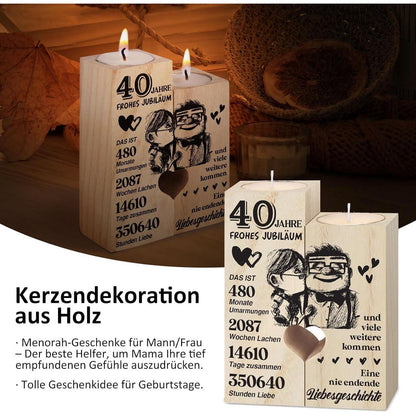 Rubinhochzeit Geschenk - Holz Kerzenständer 40. Hochzeitstag