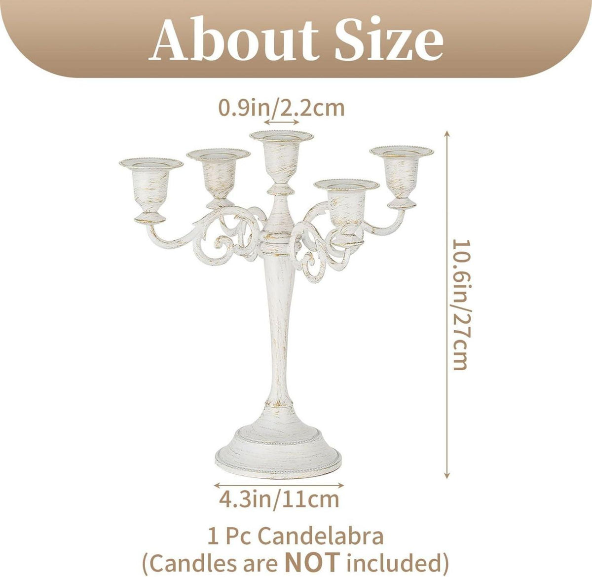 Kerzenständer 5-Armig für Stabkerzen & Kegelkerzen Vintage