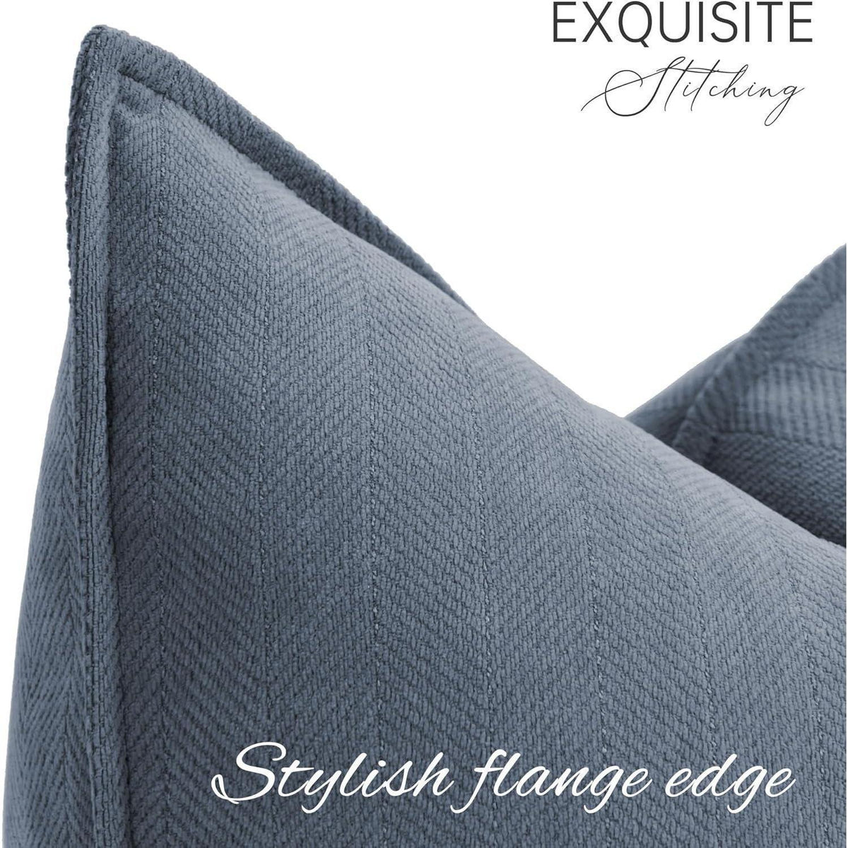 Chenille Kissenbezug 60x60 Staubblau, 2er Set