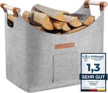 XL Filzkorb Kaminholz Brennholzkorb Feuerholzkorb Grau 45x32x40cm