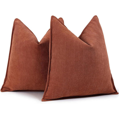 Chenille Kissenbezug 55x55 Rost 2er Set - Dekor Kissenbezüge