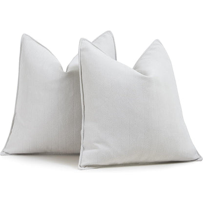 Chenille Kissenbezüge 65x65 cm - 2er Set Creme