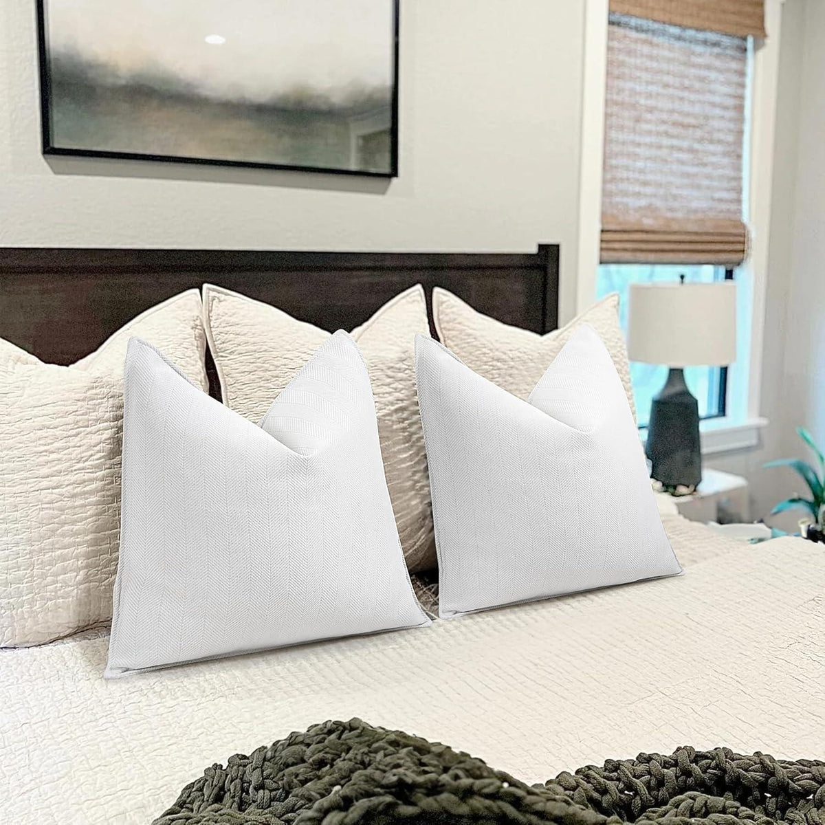 Chenille Kissenbezüge 65x65 cm - 2er Set Creme