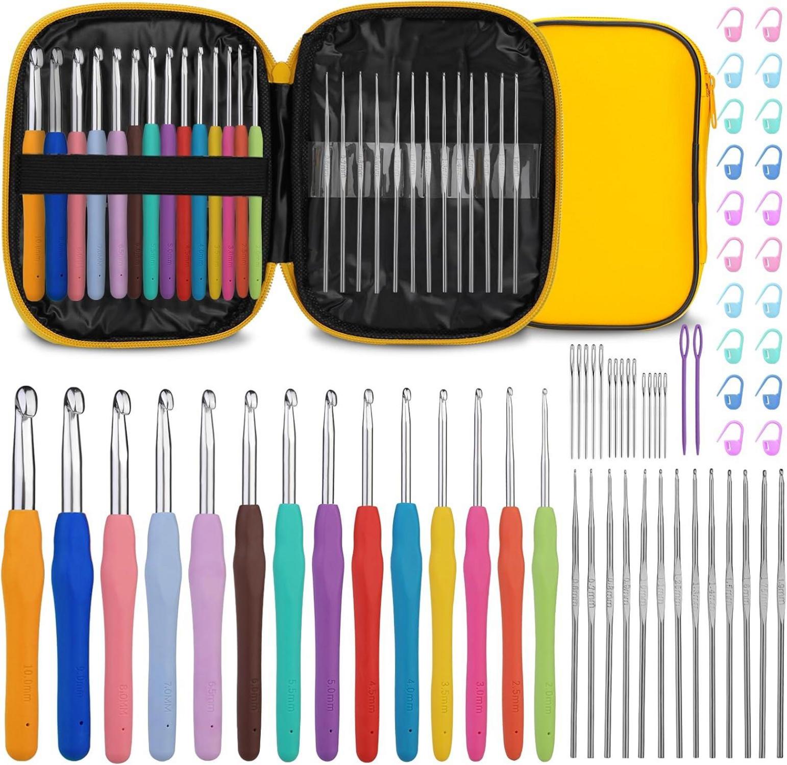 65-teiliges Häkelnadel-Set mit Aufbewahrungsbox und ergonomischem
