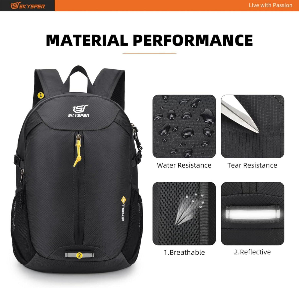 Ultraleichter Faltbarer Rucksack 20L Wasserfest Tagesrucksack Wandern Reisen
