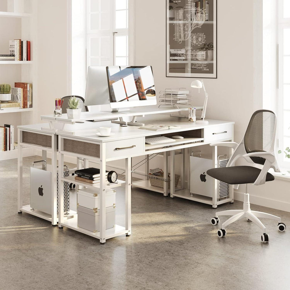 Schreibtisch Weiß mit Schubladen 120x48x90cm Bürotisch Gaming PC