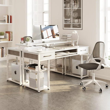 Schreibtisch Weiß mit Schubladen 120x48x90cm Bürotisch Gaming PC