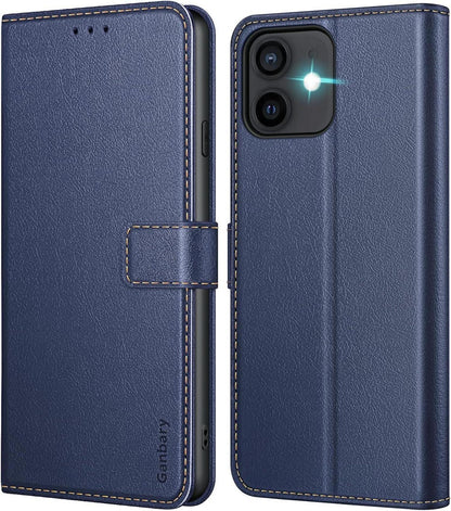 iPhone 12/12 Pro Leder Handyhülle mit Kartenschlitzen & Standfunktion
