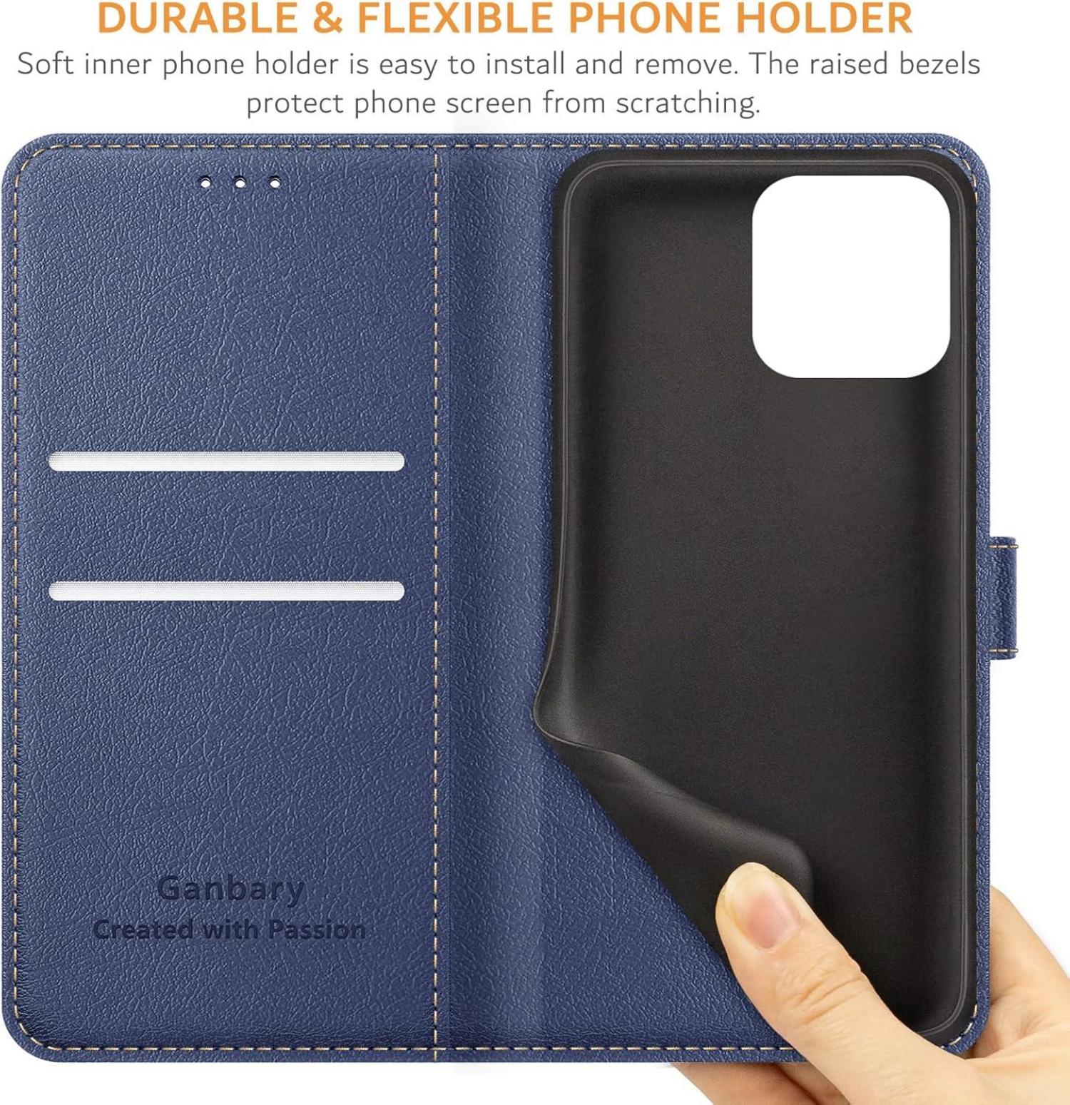 Handyhülle iPhone 12/12 Pro Premium Leder Klapphülle Blau