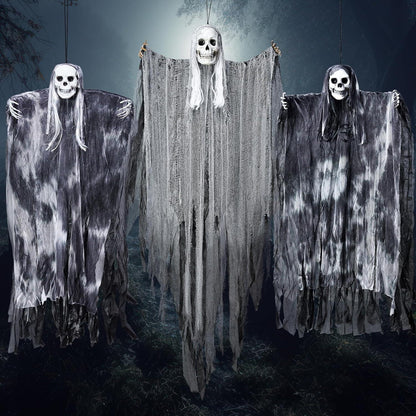 Hängende Halloween-Sensenmänner 3er-Set, 139cm & 88cm