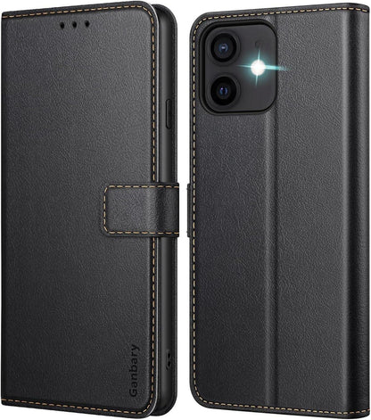 iPhone 12/12 Pro Leder Hülle Kartenschlitze Magnetverschluss