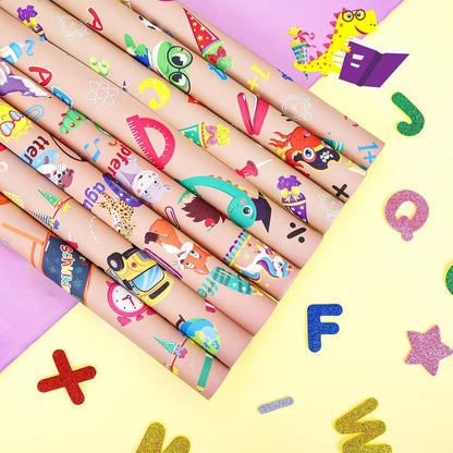 HOWAF 8er Schulanfang Geschenkpapier ABC Schultüte Deko Mädchen Junge