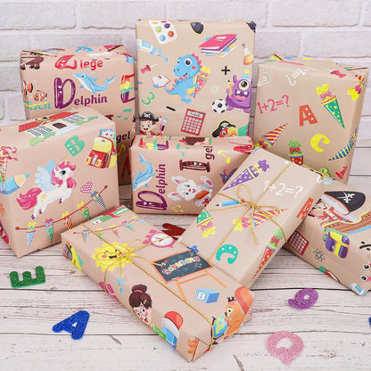 Schulanfang Geschenkpapier Kinder ABC Schultüte Einschulung Deko 8er