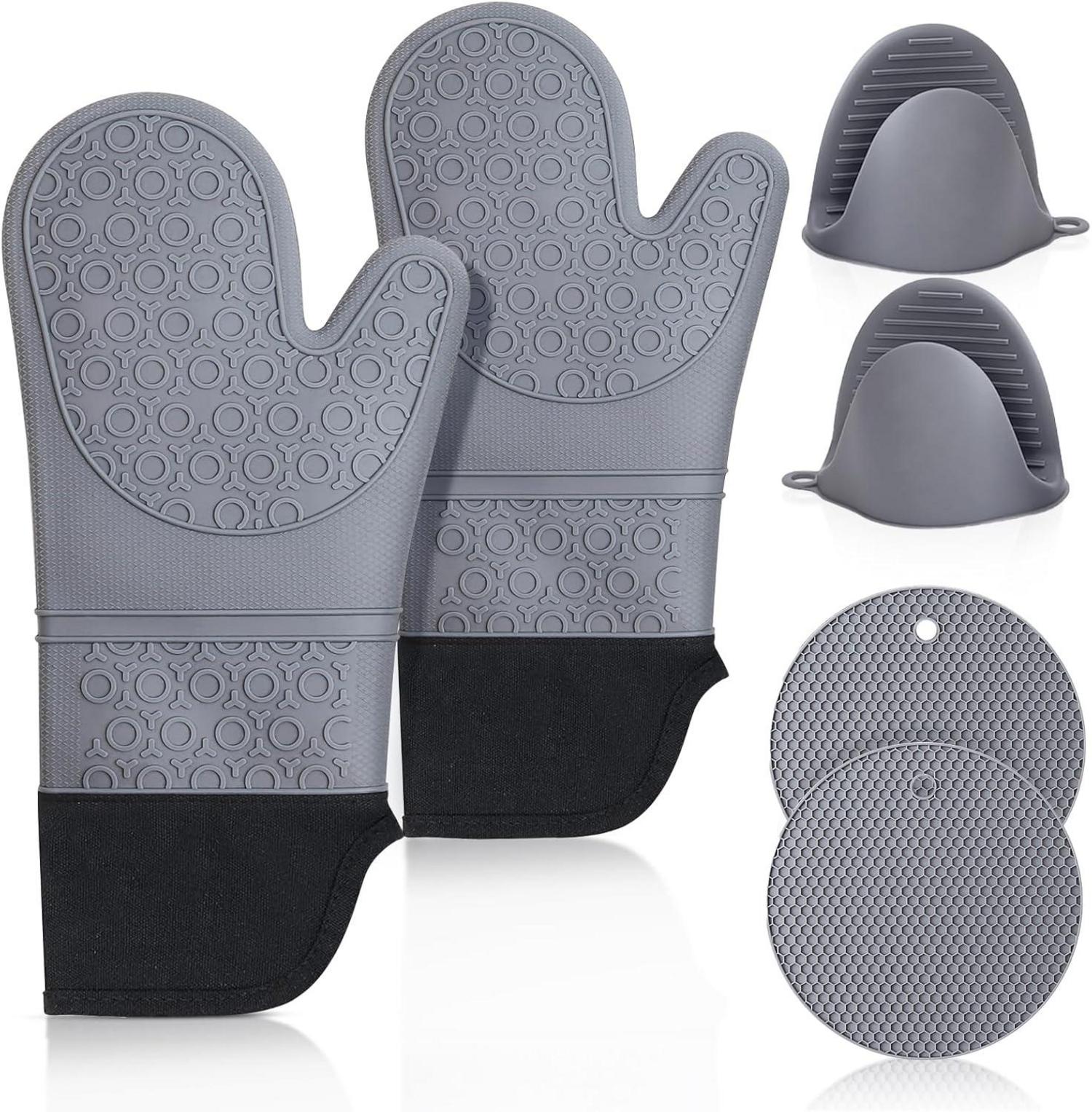 Silikon Ofenhandschuhe Topflappen Set hitzebeständig rutschfest