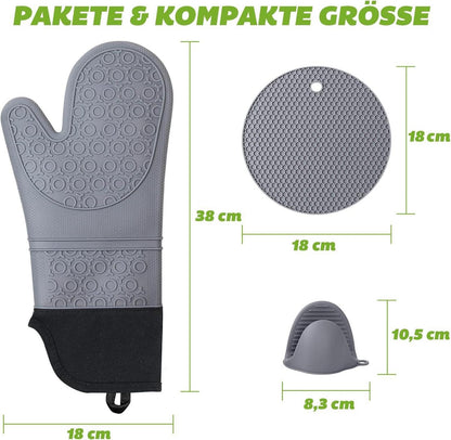 Ofenhandschuhe Silikon Set hitzebeständig extra lang rutschfest