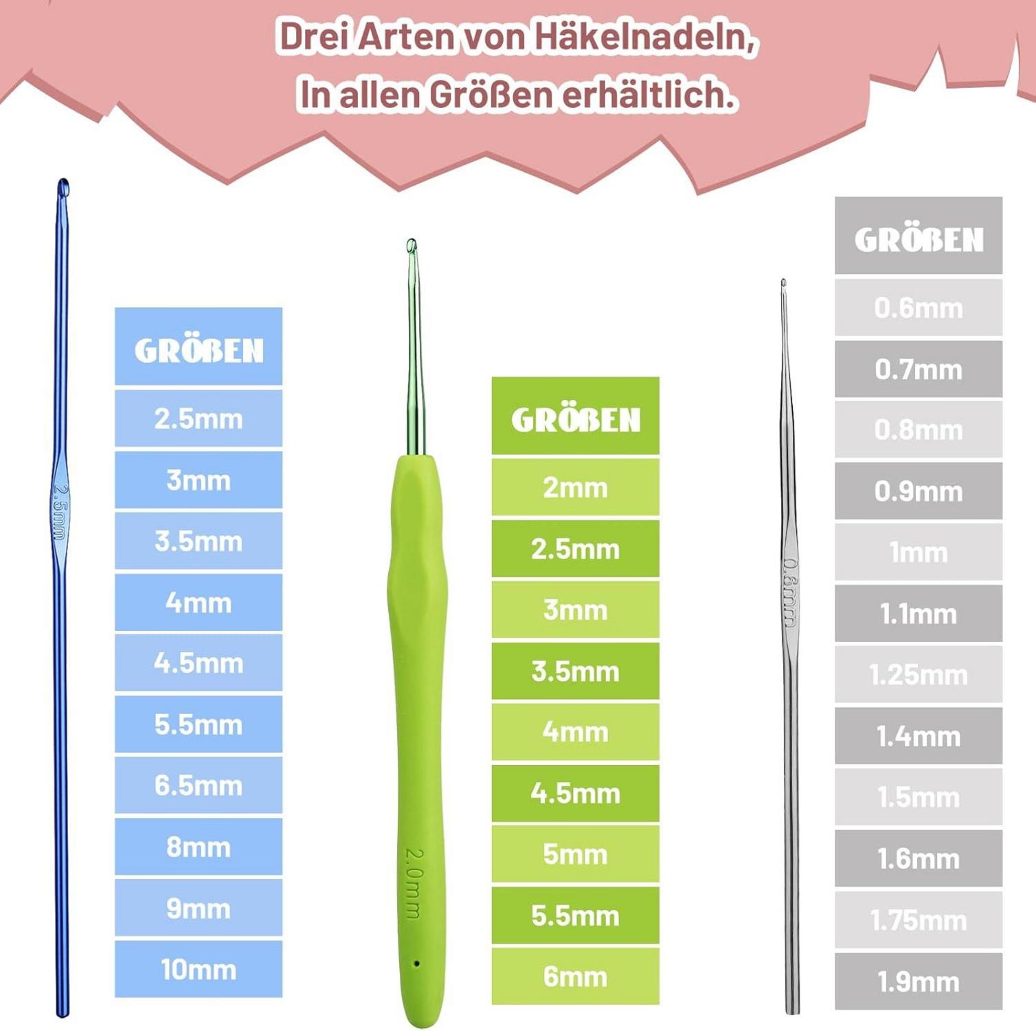 123-teiliges Premium Häkelset für Anfänger und Erwachsene - 12 Farben