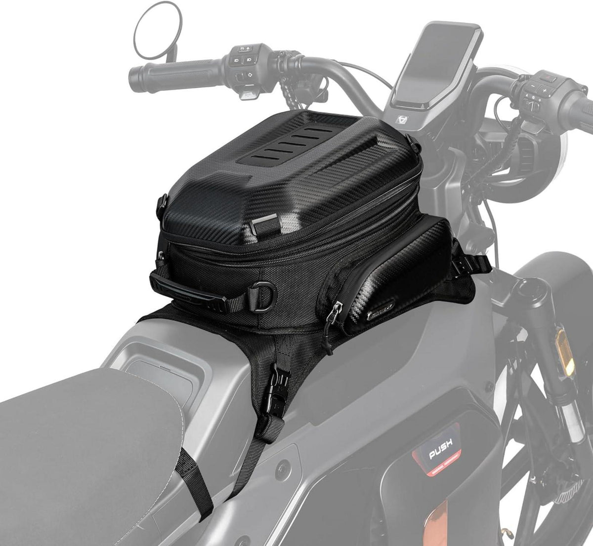 Motorrad Tankrucksack Hartschale Wasserdicht Erweiterbar 15-18L Schwarz