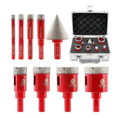 Diamant Fliesenbohrer Set 9-teilig mit Fasenbohrer