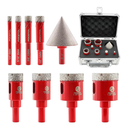 Diamant Fliesenbohrer Set 9-teilig mit Fasenbohrer