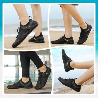 Wasserschuhe Damen Herren Schnelltrocknend mit Drainagelöchern Schwarz 36-46