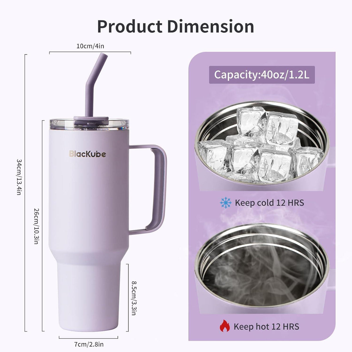 Blackube 1200ml Trinkbecher mit Deckel und Strohhalm aus
