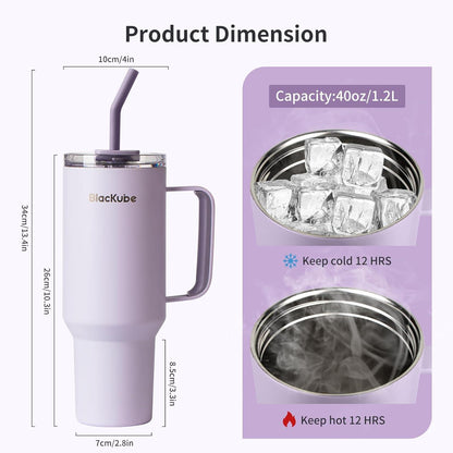 Blackube 1200ml Trinkbecher mit Deckel und Strohhalm aus