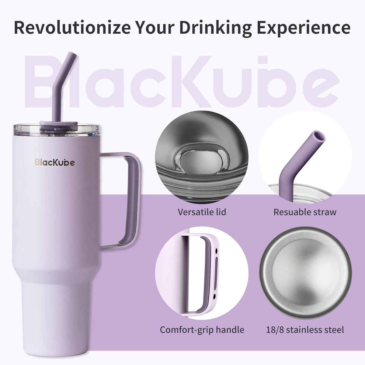 Trinkbecher mit Deckel und Strohhalm, 1200ml, BPA-frei, auslaufsicher